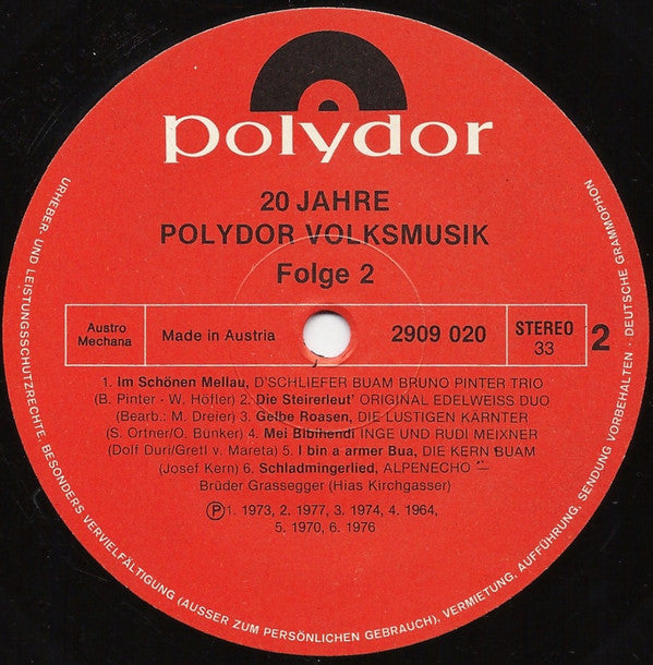 Various : 20 Jahre Volksmusik Folge 2 (LP, Comp)