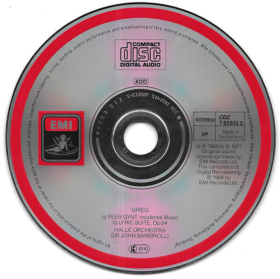 Grieg* – Sir John Barbirolli : Peer Gynt ∙ Lyric Suite (CD, Comp, RM)