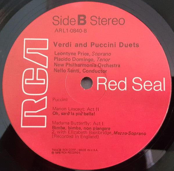 Giuseppe Verdi, Giacomo Puccini, Leontyne Price, Placido Domingo, New Philharmonia Orchestra, Nello Santi : Leontyne Price / Placido Domingo: Verdi & Puccini Duets (LP)