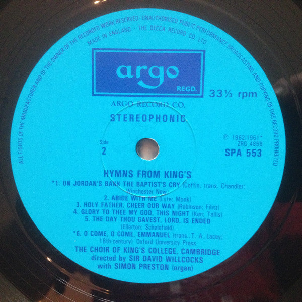 The King's College Choir Of Cambridge : Hymns From King's (LP, Album)