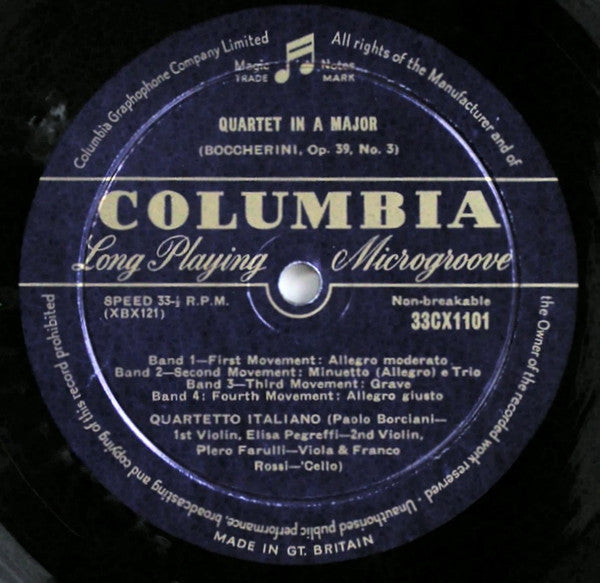 Quartetto Italiano, Luigi Boccherini : String Quartets, Op. 39, No. 3 and Op. 58, No. 3 (LP, Album, Mono)