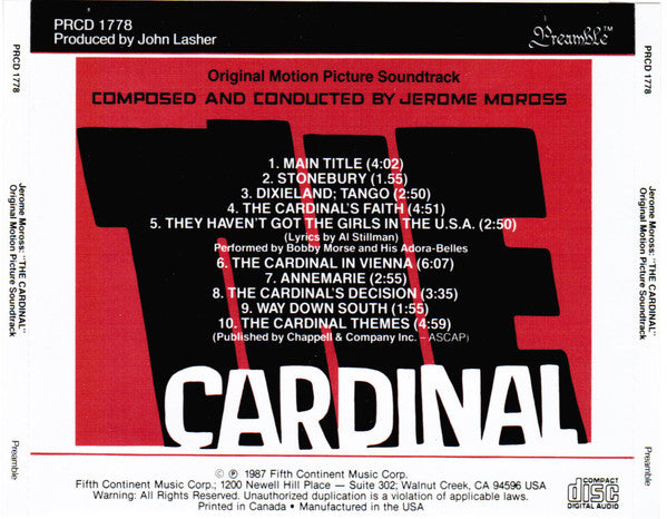 Jerome Moross : The Cardinal (Original Motion Picture Soundtrack) (CD, RE)