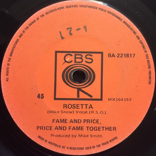 Georgie Fame & Alan Price : Rosetta (7", Single)