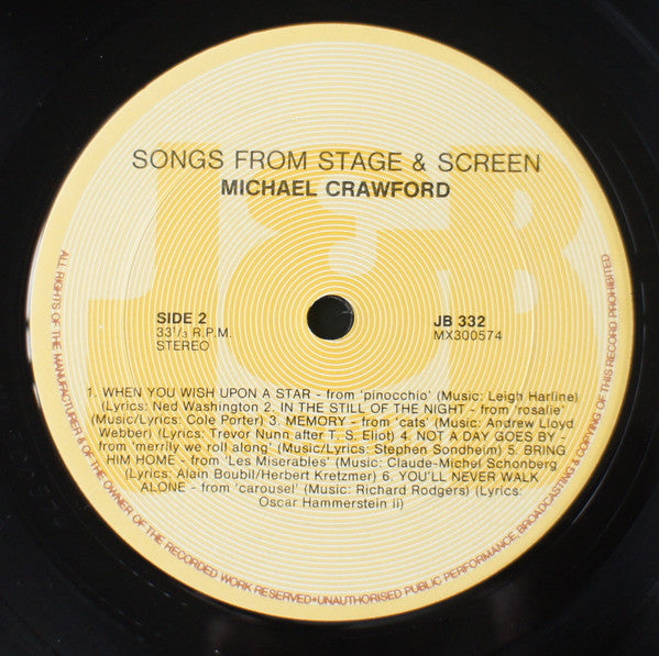 Michael Crawford With The London Symphony Orchestra : Songs From The Stage And Screen (LP, Album)