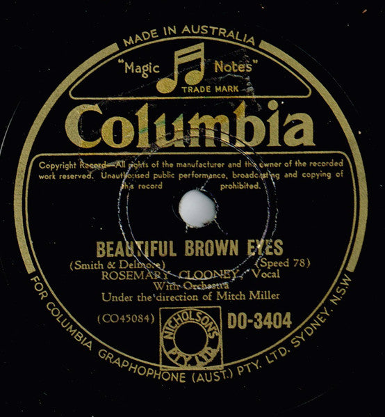 Rosemary Clooney : Sentimental Music / Beautiful Brown Eyes (Shellac, 10")