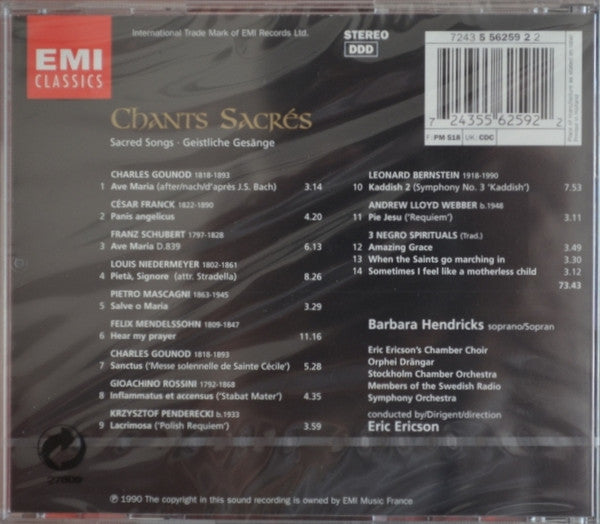 Barbara Hendricks, Eric Ericson's Chamber Choir*, Stockholm Chamber Orchestra*, Members of the Swedish Radio Symphony Orchestra* : Chants Sacrés = Sacred Songs = Geistliche Gesänge (CD, Album)
