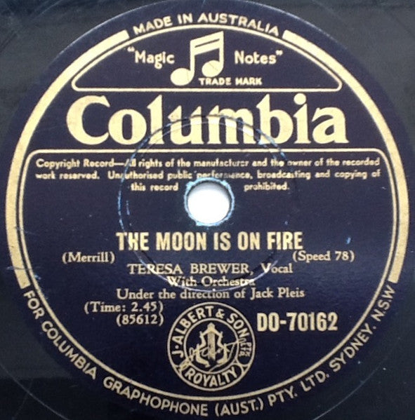 Teresa Brewer : Let Me Go, Lover / The Moon Is On Fire (Shellac, 10")