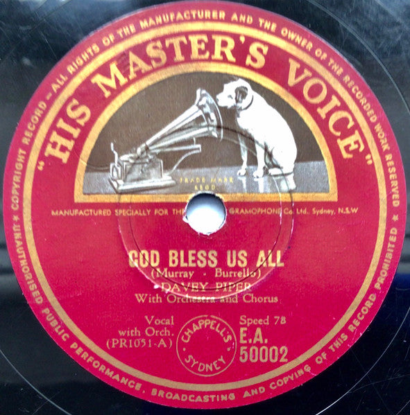 The Brigadiers / Davey Piper : P.S. I Love You / God Bless Us All (Shellac, 10")