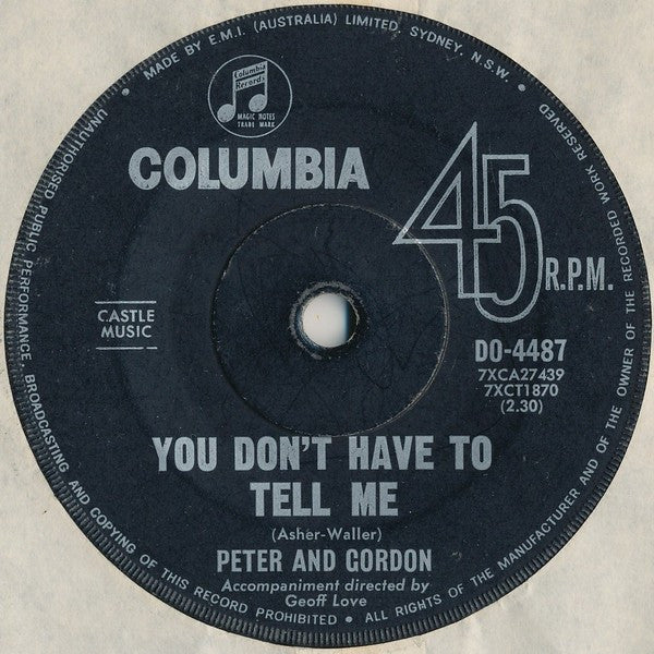 Peter And Gordon* : Nobody I Know (7", Single)