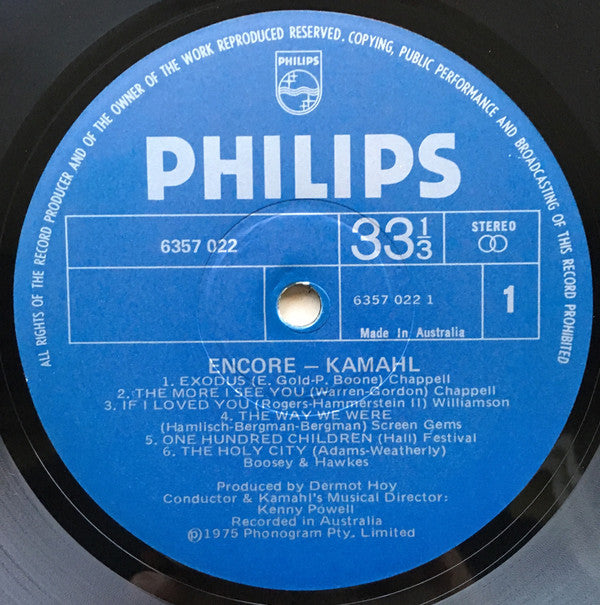 Kamahl : Encore (LP, Album, Gat)