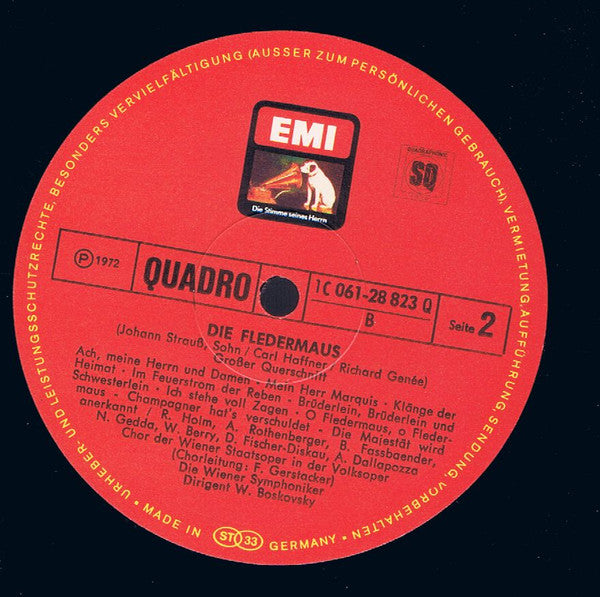 Johann Strauss*, Wiener Symphoniker, Willi Boskovsky, Anneliese Rothenberger, Dietrich Fischer-Dieskau, Nicolai Gedda, Renate Holm, Brigitte Fassbaender, Adolf Dallapozza, Walter Berry : Die Fledermaus / Grosser Querschnitt (LP, Quad)