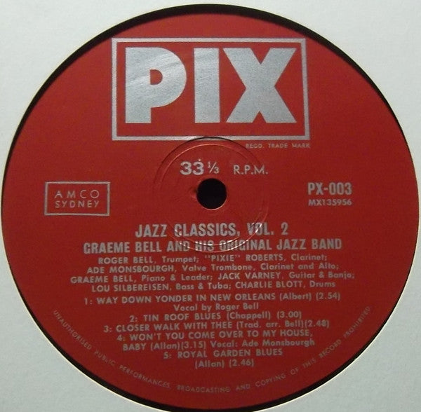 Graeme Bell And His Original Jazz Band* : Jazz Classics Vol. 2 (10", Mono)
