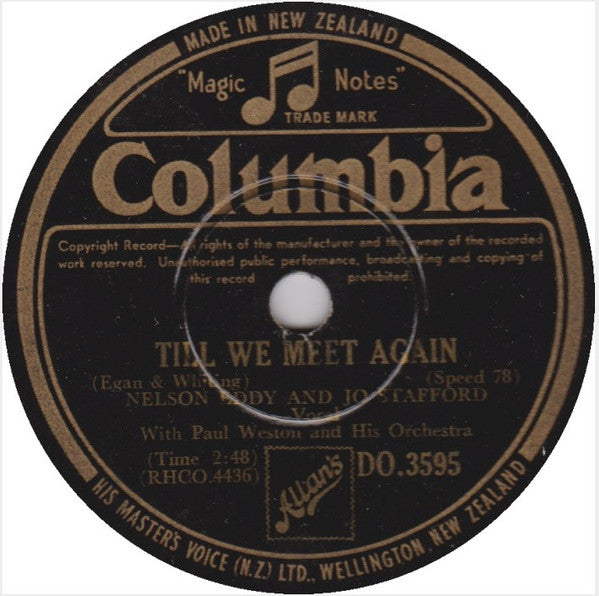 Jo Stafford And Nelson Eddy : With These Hands / Till We Meet Again (Shellac, 10")