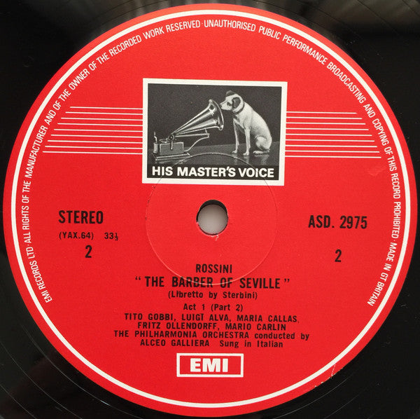 Gioacchino Rossini - Maria Callas, Tito Gobbi, Luigi Alva, Philharmonia Orchestra & Philharmonia Chorus - Alceo Galliera : The Barber Of Seville (3xLP, RE + Box)