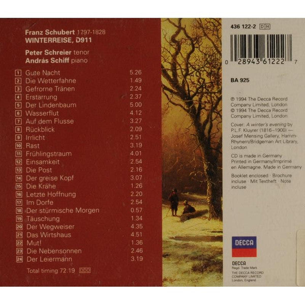 Franz Schubert - Peter Schreier, András Schiff : Winterreise (CD, Album)