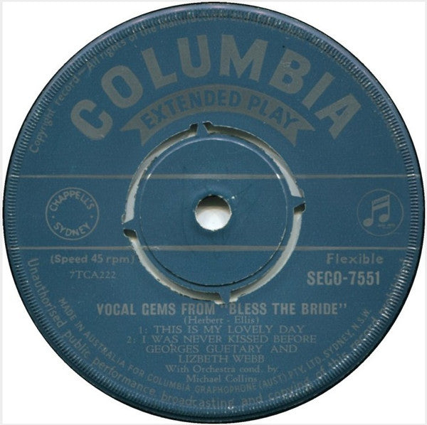 Georges Guétary And Lizbeth Webb With Orchestra & Chorus Conducted By Michael Collins (4) : Vocal Gems From "Bless The Bride" (7", EP)
