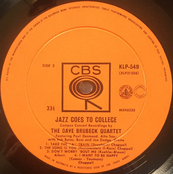 The Dave Brubeck Quartet : Jazz Goes To College (LP, Album, RE)