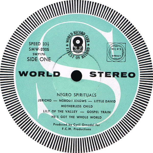 George Browne, Martin Lawrence (6), Isabelle Lucas, Geoffrey Taylor And The Linden Singers : Negro Spirituals (LP, Album, Club, Gat)
