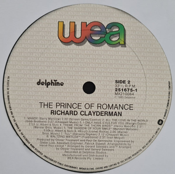 Richard Clayderman : The Prince Of Romance (LP, Album, Gat)