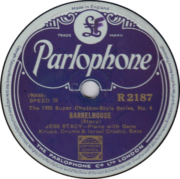 Meade Lux Lewis* / Jess Stacy : Honky Tonk Train Blues / Barrelhouse (Shellac, 10", RP, DT)