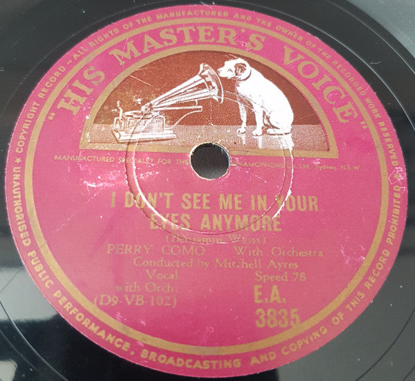 Perry Como : Forever And Ever / I Don't See Me In Your Eyes Anymore (Shellac, 10")