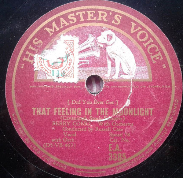 Perry Como : That Feeling In The Moonlight / If You Were The Only Girl In The World (Shellac, 10")