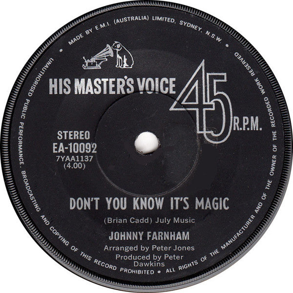 John Farnham : Don't You Know It's Magic (7", Single)