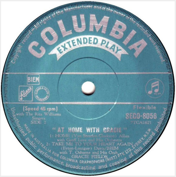 Gracie Fields : At Home With Gracie (7", EP, Mono)