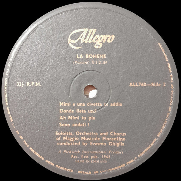 Giacomo Puccini : La Boheme (LP)