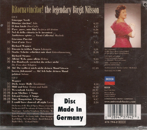 Birgit Nilsson : Ritorna Vincitor: The Legendary Birgit Nilsson (2xCD, Comp)