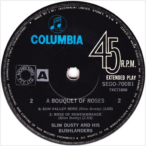 Slim Dusty And His Bushlanders : A Bouquet Of Roses (7", EP)