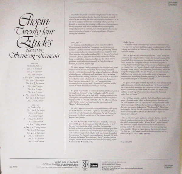 Frédéric Chopin, Samson François : Etudes (LP, Comp)