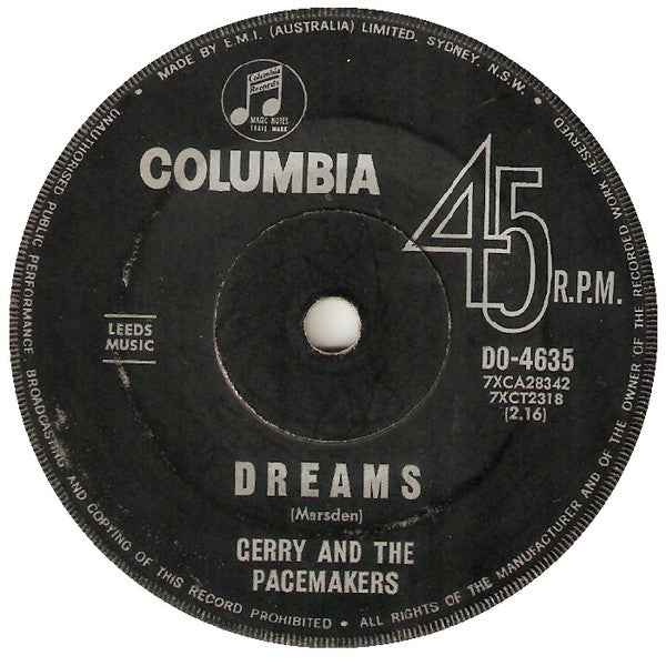 Gerry & The Pacemakers : Walk Hand In Hand (7", Single)