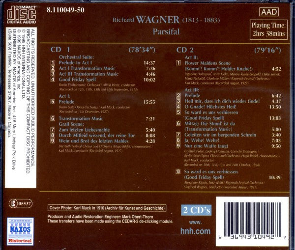 Richard Wagner - Karl Muck : Parsifal (The Complete Karl Muck Parsifal Recordings, 1927-8) (2xCD, Comp)