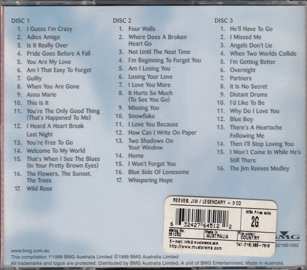 Jim Reeves : Legendary (3xCD, Comp)
