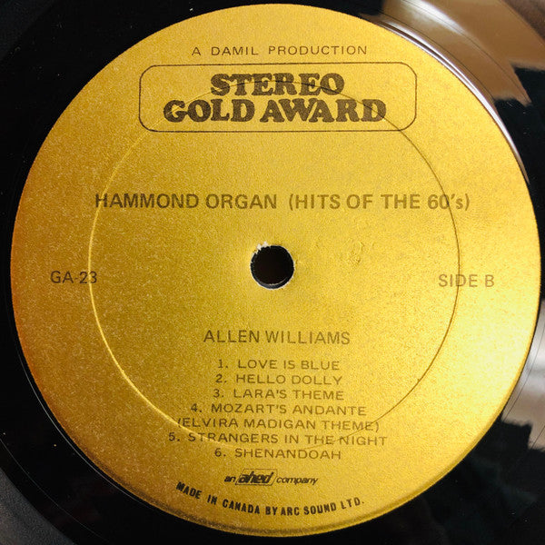 Allen Williams (6) : Hammond Organ Hits Of The 60's - Million Sellers Played By (LP)