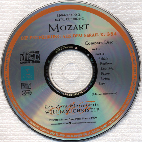 Mozart* – Schäfer* • Petibon* • Bostridge* • Paton* • Ewing* • Löw*, Les Arts Florissants, William Christie : Die Entführung Aus Dem Serail (2xCD, Album + Box)