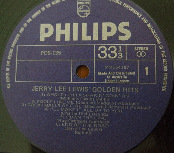 Jerry Lee Lewis : The Golden Hits Of Jerry Lee Lewis (LP, Album)
