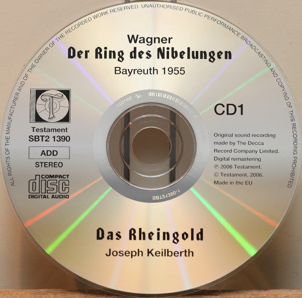 Richard Wagner / Joseph Keilberth, Hans Hotter, Gustav Neidlinger, Rudolf Lustig, Ludwig Weber : Das Rheingold . Recorded Live At The 1955 Bayreuth Festival - First Ever Release (2xCD, RM)