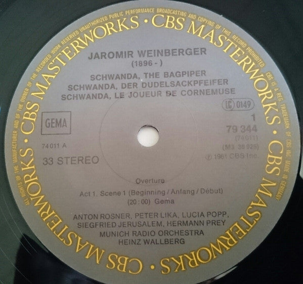 Jaromir Weinberger - Lucia Popp, Siegfried Jerusalem, Hermann Prey, Gwendolyn Killebrew, Siegmund Nimsgern, Heinz Wallberg, Münchner Rundfunkorchester : Schwanda - The Bagpiper / Der Dudelsackpfeifer / Le Joueur De Cornemuse (3xLP, Album + Box)