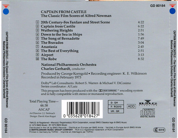 Alfred Newman, Charles Gerhardt, National Philharmonic Orchestra : Captain From Castile - The Classic Film Scores Of Alfred Newman (CD, Album, Dol)
