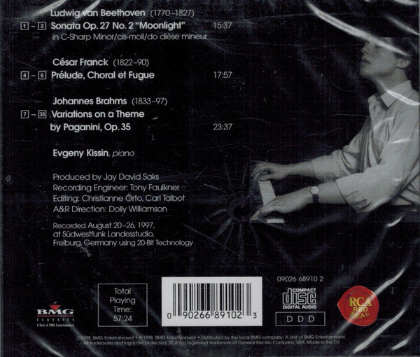 Evgeny Kissin*, Beethoven* • Franck* • Brahms* : Moonlight Sonata • Prélude, Choral Et Fugue • Paganini Variations (CD, Album)