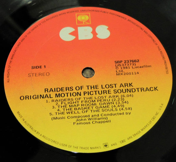 John Williams (4) : Raiders Of The Lost Ark (Original Motion Picture Soundtrack) (LP, Album)