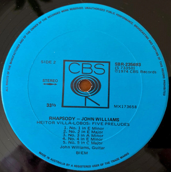 John Williams (7) : Rhapsody (LP, Album)