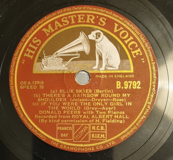 Donald Peers : I Told Them All About You / Medley (Shellac, 10")