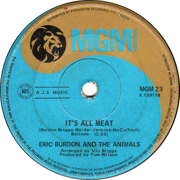 Eric Burdon And The Animals* : Anything / It's All Meat (7", Single, Mono)