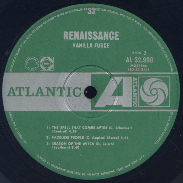 Vanilla Fudge : Renaissance (LP, Album, Mono)