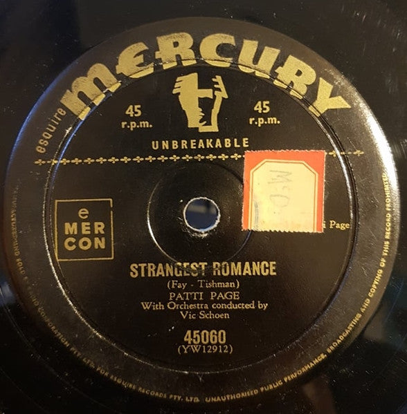 Patti Page : Allegheny Moon / Strangest Romance (7", Single, Mono)