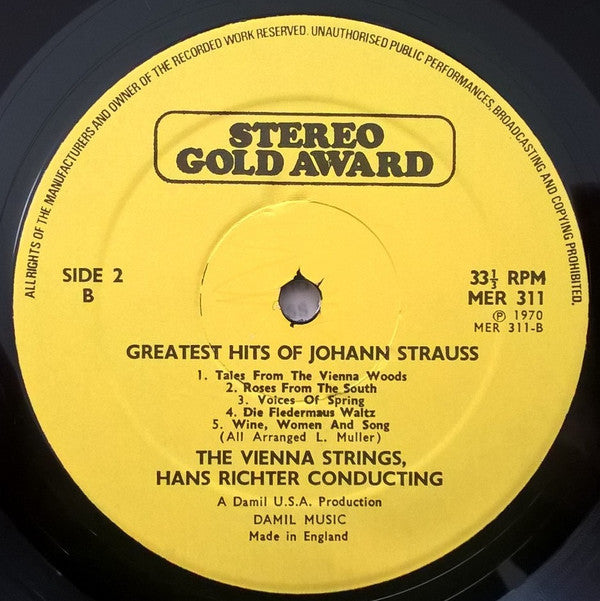 Hans Richter (10) Conducting Wiener Streichorchester : Greatest Hits Of Johann Strauss (LP, Eng)
