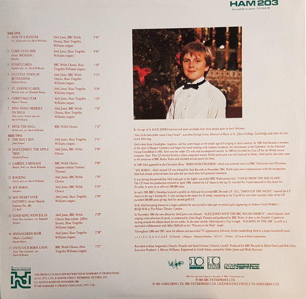 Aled Jones With The BBC Welsh Chorus Conducted By John Hugh Thomas With Huw Tregelles Williams : Aled Jones (LP, Album)